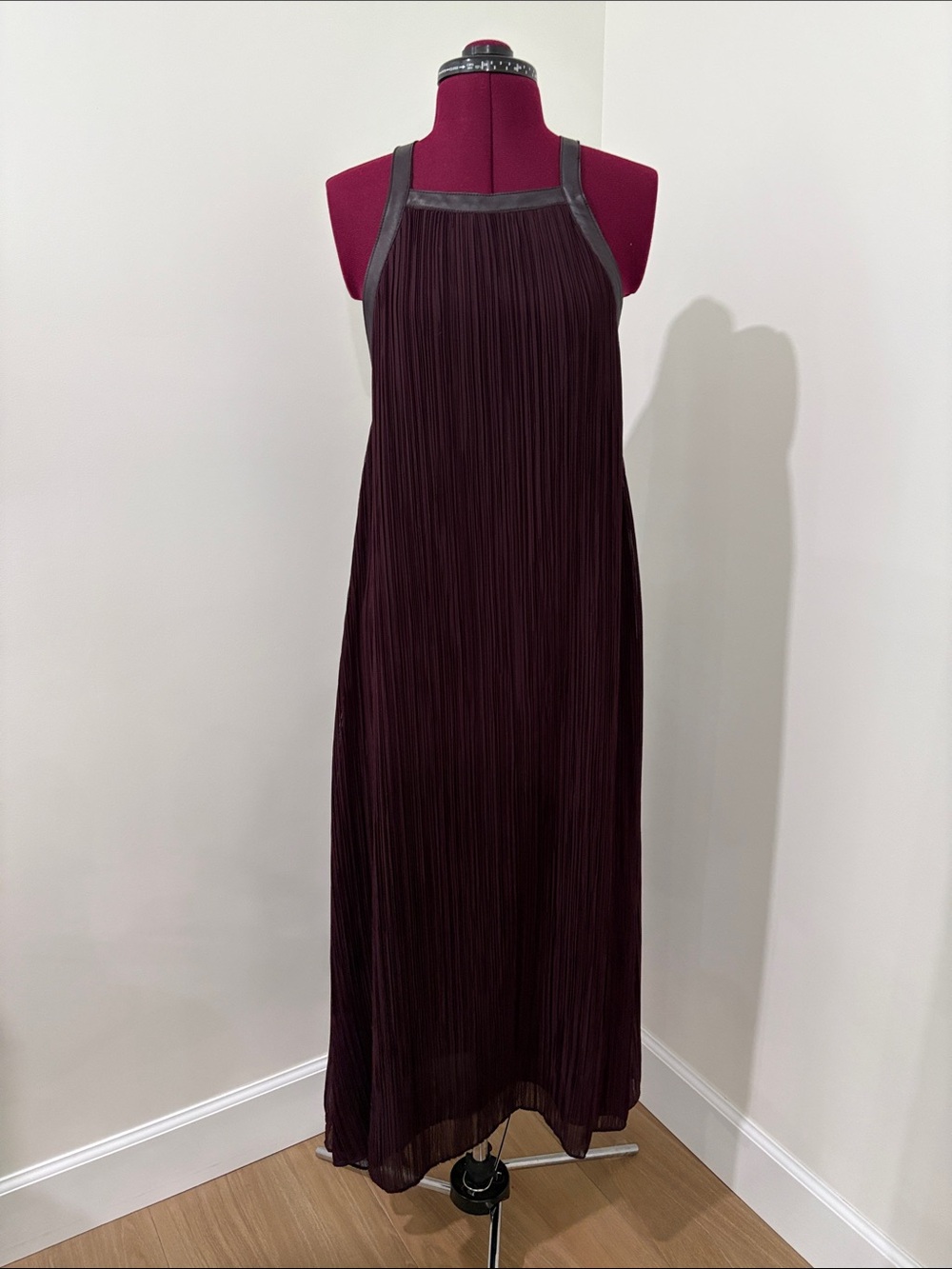 10 Crosby Derek Lam Plum Pleated Halter Maxi Dress